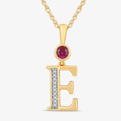 E Womens Lab Created Red Ruby 14K Gold Over Silver 18 Inch Pendant Necklace