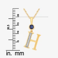 H Womens Lab Created Blue Sapphire 14K Gold Over Silver 18 Inch Pendant Necklace