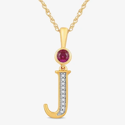 J Womens Lab Created Red Ruby 14K Gold Over Silver 18 Inch Pendant Necklace