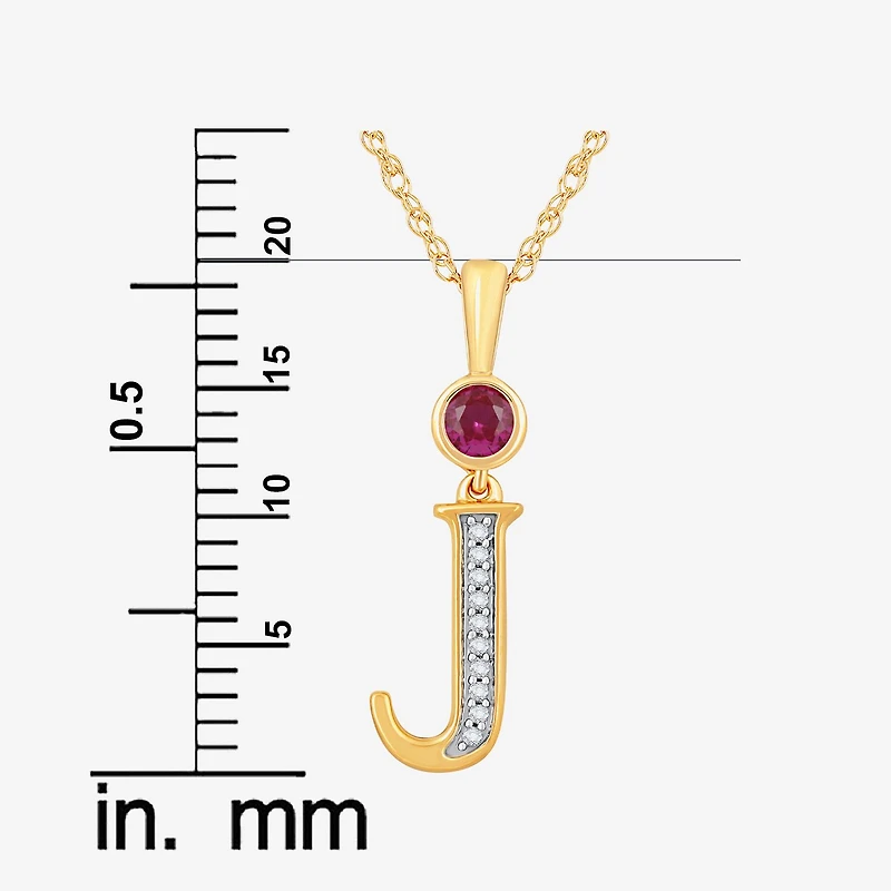 J Womens Lab Created Red Ruby 14K Gold Over Silver 18 Inch Pendant Necklace