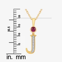 J Womens Lab Created Red Ruby 14K Gold Over Silver 18 Inch Pendant Necklace