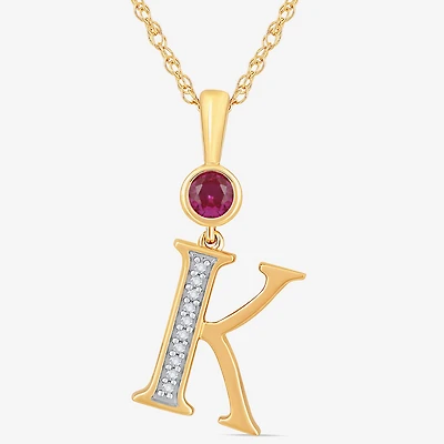 K Womens Lab Created Red Ruby 14K Gold Over Silver 18 Inch Pendant Necklace
