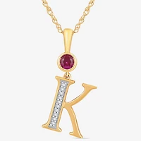 K Womens Lab Created Red Ruby 14K Gold Over Silver 18 Inch Pendant Necklace