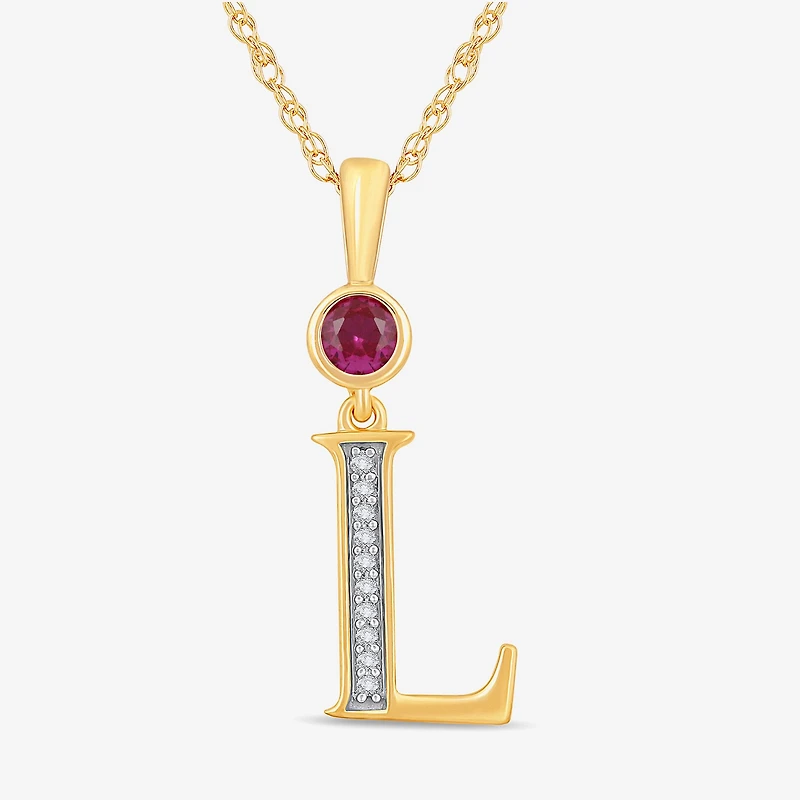 Womens Lab Created Red Ruby 14K Gold Over Silver 18 Inch Pendant Necklace