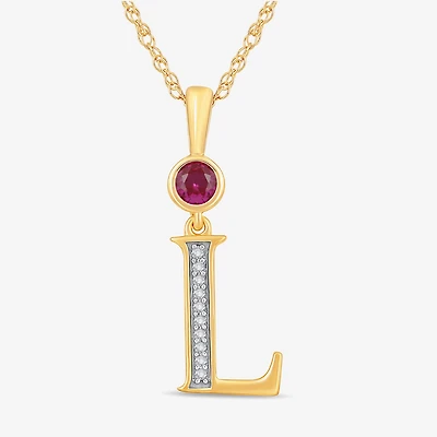 Womens Lab Created Red Ruby 14K Gold Over Silver 18 Inch Pendant Necklace