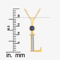 L" Womens Lab Created Blue Sapphire 14K Gold Over Silver 18 Inch Pendant Necklace