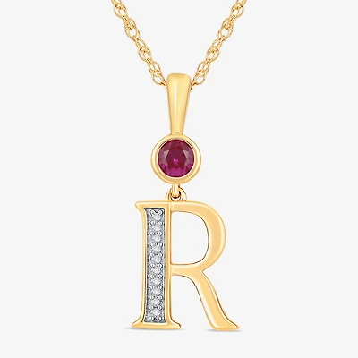 R Womens Lab Created Red Ruby 14K Gold Over Silver 18 Inch Pendant Necklace