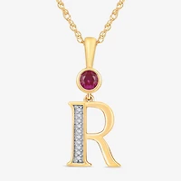 R Womens Lab Created Red Ruby 14K Gold Over Silver 18 Inch Pendant Necklace