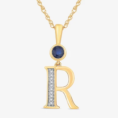 R Womens Lab Created Blue Sapphire 14K Gold Over Silver 18 Inch Pendant Necklace