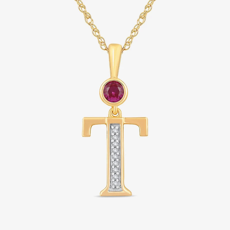 T Womens Lab Created Red Ruby 14K Gold Over Silver 18 Inch Pendant Necklace