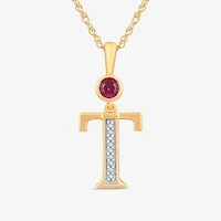 T Womens Lab Created Red Ruby 14K Gold Over Silver 18 Inch Pendant Necklace