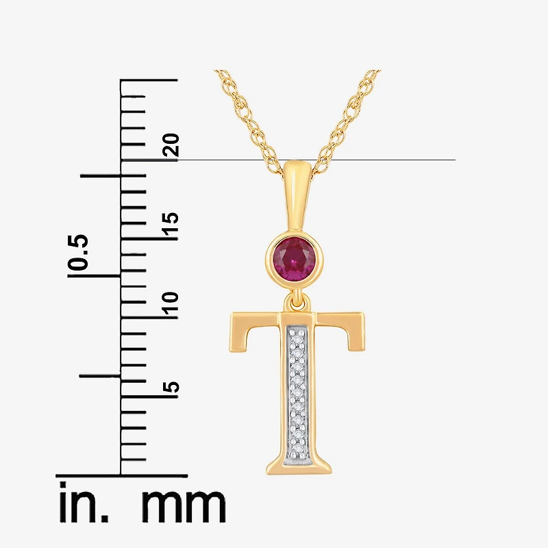 T Womens Lab Created Red Ruby 14K Gold Over Silver 18 Inch Pendant Necklace