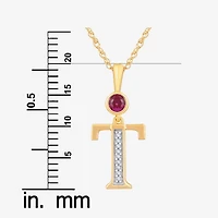 T Womens Lab Created Red Ruby 14K Gold Over Silver 18 Inch Pendant Necklace