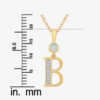 B Womens Lab Created White Opal 14K Gold Over Silver 18 Inch Pendant Necklace