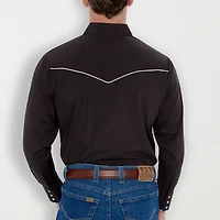 Ely Cattleman Piped-Yolk Mens Long Sleeve Classic Fit Button-Down Shirt
