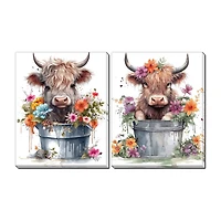 Streamline Art Baby Highland Cow 2-pc. Wall Art Set