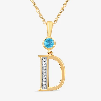 D Womens Genuine Blue Topaz 14K Gold Over Silver 18 Inch Pendant Necklace