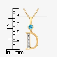 D Womens Genuine Blue Topaz 14K Gold Over Silver 18 Inch Pendant Necklace