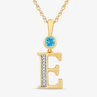 E Womens Genuine Blue Topaz 14K Gold Over Silver 18 Inch Pendant Necklace