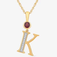 K Womens Genuine Red Garnet 14K Gold Over Silver 18 Inch Pendant Necklace