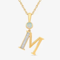 M Womens Lab Created White Opal 14K Gold Over Silver 18 Inch Pendant Necklace