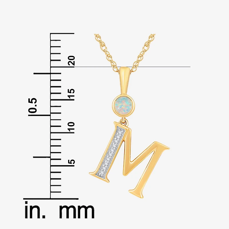 M Womens Lab Created White Opal 14K Gold Over Silver 18 Inch Pendant Necklace