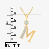 M Womens Lab Created White Opal 14K Gold Over Silver 18 Inch Pendant Necklace