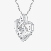 Love in Motion™ Lab-Created White Sapphire & Diamond-Accent Sterling Silver Heart Pendant Necklace