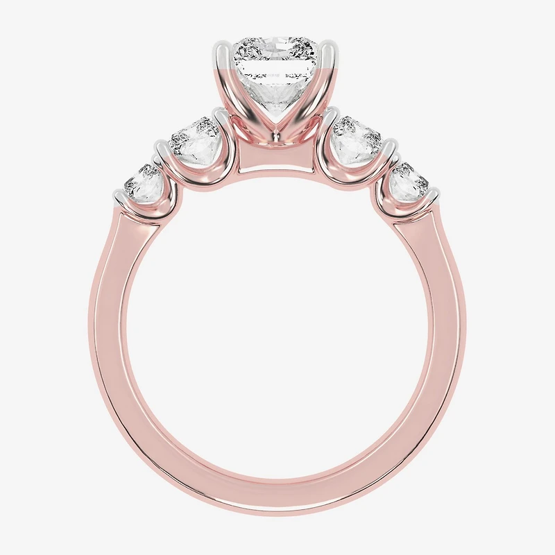 (G / Vs2-Si1) Womens 3 1/2 CT. T.W Lab Grown White Diamond 14K Gold 5-Stone Engagement Ring