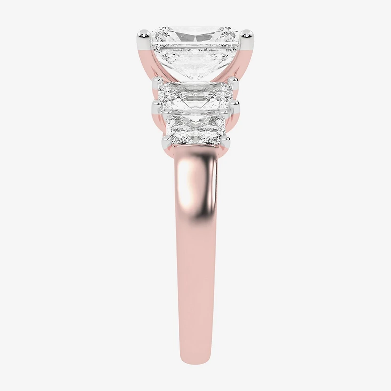 (G / Vs2-Si1) Womens 3 1/2 CT. T.W Lab Grown White Diamond 14K Gold 5-Stone Engagement Ring