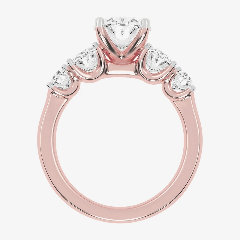 (G / Vs2-Si1) Womens 3 1/2 CT. T.W Lab Grown White Diamond 14K Gold Oval 5-Stone Engagement Ring