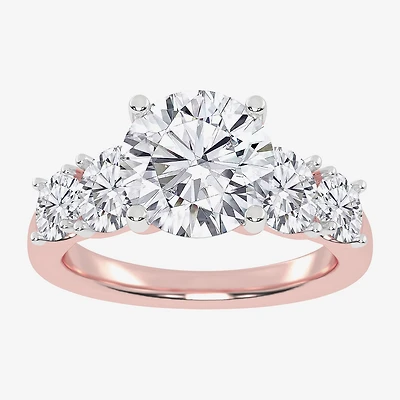 (G / Vs2-Si1) Womens 3 1/2 CT. T.W Lab Grown White Diamond 14K Gold Round 5-Stone Engagement Ring