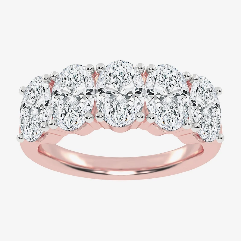 (G / Vs2-Si2) Womens 2 1/2 CT. T.W. Lab Grown White Diamond 14K Gold 5-Stone Anniversary Band