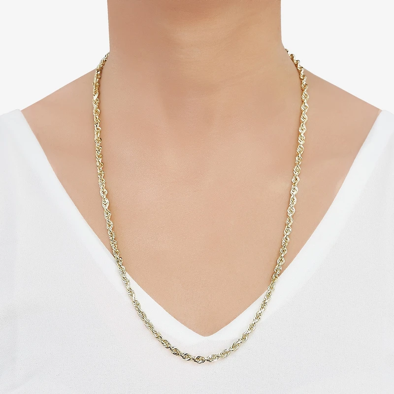 Mens 14K Gold 24 Inch Rope Chain Necklace