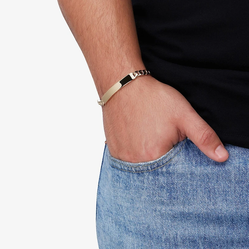 Made in Italy Mens 14K Gold 8 3/4 Inch Hollow Curb Id Bracelet