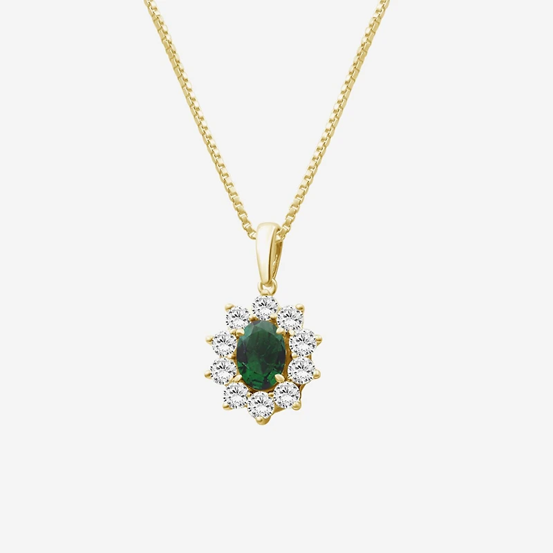 Womens Oval-cut Gemstone & 3/4 CT. T.W. Lab-Grown Diamond 10K Gold Pendant Necklace