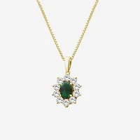 Womens Oval-cut Gemstone & 3/4 CT. T.W. Lab-Grown Diamond 10K Gold Pendant Necklace