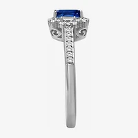 Womens Emerald-cut Gemstone & 3/8 CT. T.W. Natural Diamond 10K Gold Halo Cocktail Ring