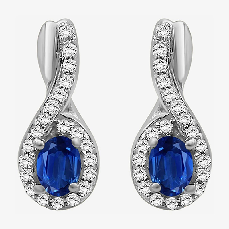 Womens Gemstone & 1/ CT. T.W. Natural Diamond 10K Gold Oval Drop Earrings