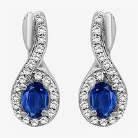 Womens Gemstone & 1/ CT. T.W. Natural Diamond 10K Gold Oval Drop Earrings