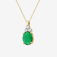 Womens Diamond Accent Gemstone 10K Gold Oval 18 Inch Pendant Necklace