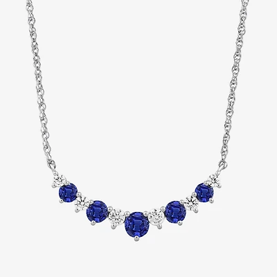 1/4 CT. T.W. Lab Grown Diamond and Created Gemstone Sterling Silver 18 Inch Pendant Necklace