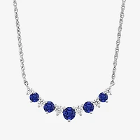 1/4 CT. T.W. Lab Grown Diamond and Created Gemstone Sterling Silver 18 Inch Pendant Necklace