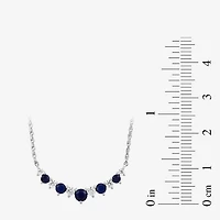 1/4 CT. T.W. Lab Grown Diamond and Created Gemstone Sterling Silver 18 Inch Pendant Necklace