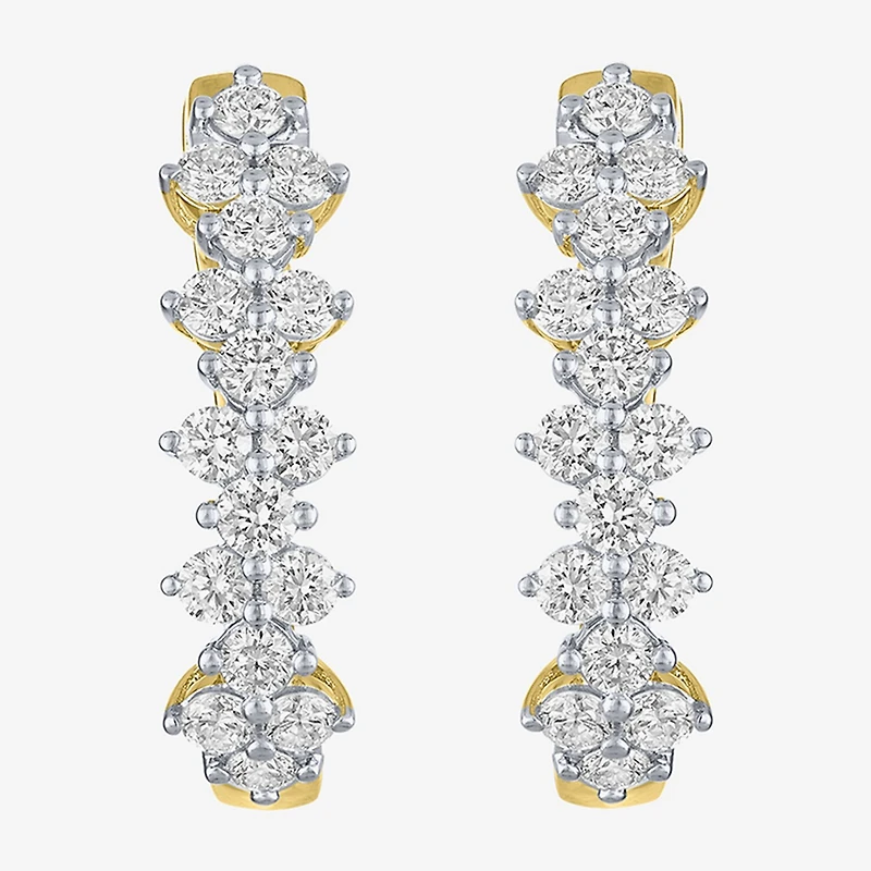 (G-H / Si2 I1) Womens 2 CT. T.W. Lab Grown White Diamond 10K Gold 24.5mm Hoop Earrings