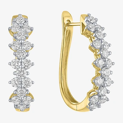 (G-H / Si2 I1) Womens 2 CT. T.W. Lab Grown White Diamond 10K Gold 24.5mm Hoop Earrings