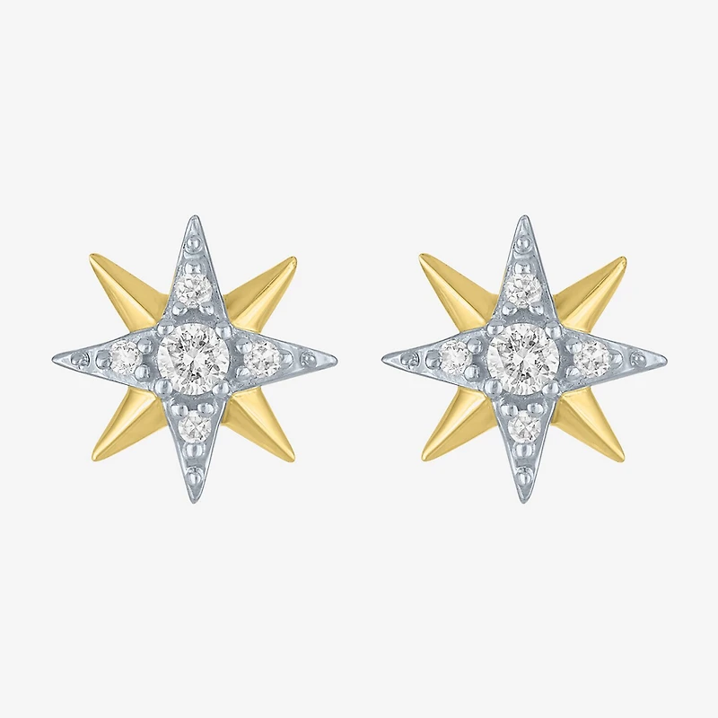 Starburst (Gh / Si2 I1) 1/6 CT. T.W. Lab Grown White Diamond 10K Gold 10.3mm Star Stud Earrings