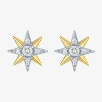Starburst (Gh / Si2 I1) 1/6 CT. T.W. Lab Grown White Diamond 10K Gold 10.3mm Star Stud Earrings