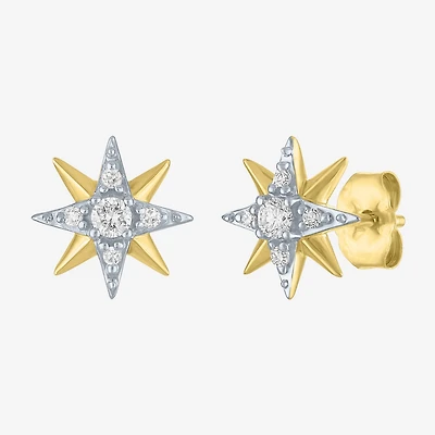 Starburst (Gh / Si2 I1) 1/6 CT. T.W. Lab Grown White Diamond 10K Gold 10.3mm Star Stud Earrings