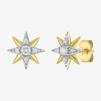 Starburst (Gh / Si2 I1) 1/6 CT. T.W. Lab Grown White Diamond 10K Gold 10.3mm Star Stud Earrings